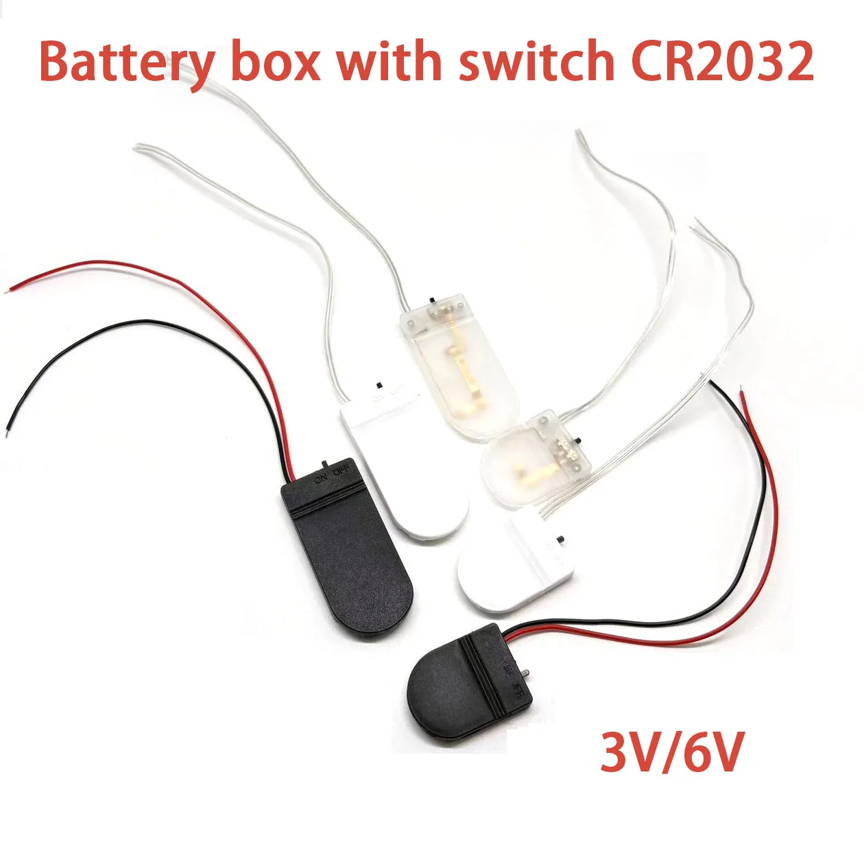 5Pcs For CR2032 Button Coin Cell Battery Holder Case Cover With ON/OFF Switch Leads Wire 3V/6V Battery Box Single Dual Slots