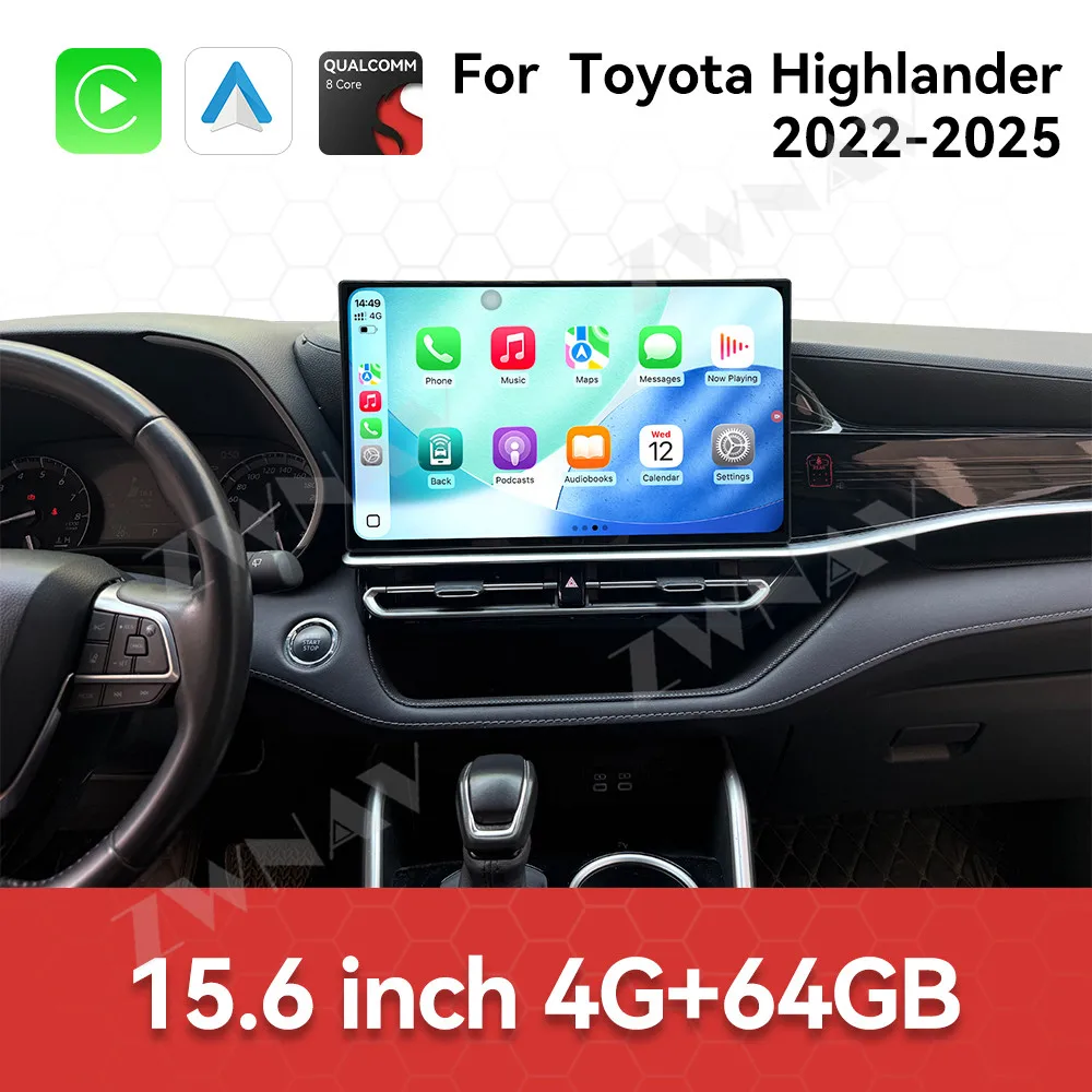 15.6 inch For Toyota Highlander 2022-2025 Android Car Radio Multimedia Video Player Autoradio Stereo GPS Navigation Heat Unit