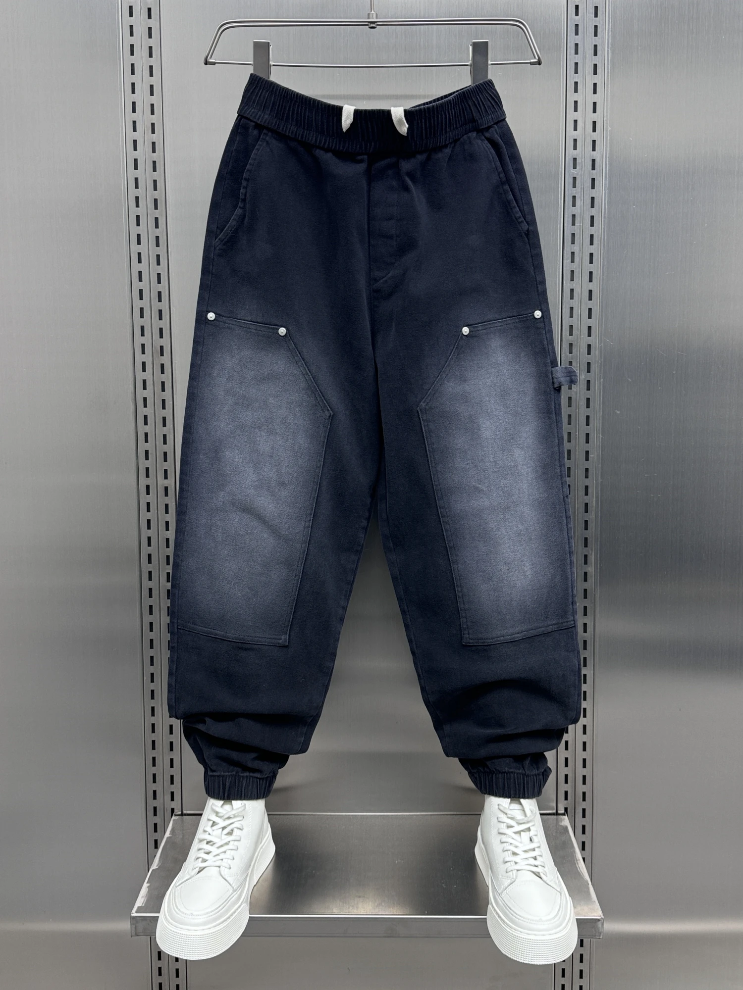 

Harajuku Sle Men's Loose Wide Leg Pants Autumn Trendy Brand adual Bleach Workwear Design Big Size Dad Jeans Casual Trousers