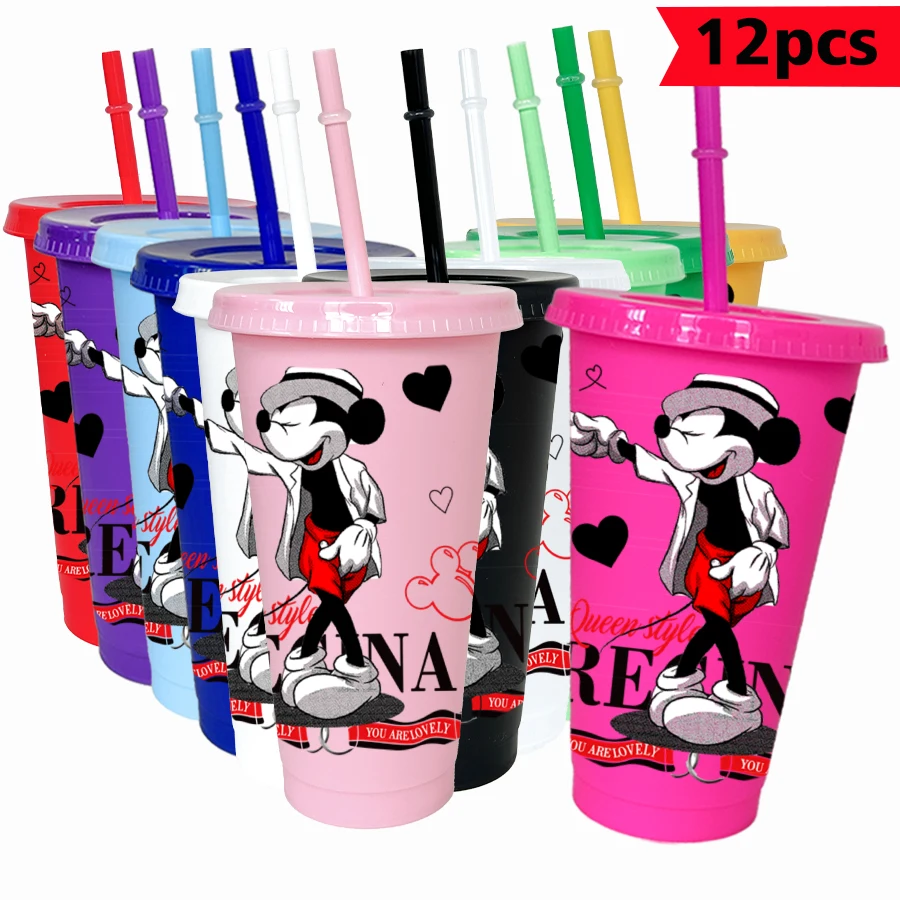 

12 pcs/pack Disney, Mickey Mouse, Love 26oz Color Plastic Tumbler Birthday Party Drinking Utensils Juice Coffee Mug