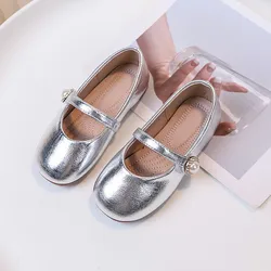 Little Girls Leather Shoes Big Children Flats Bright Skin Kid Mary Janes Chic Simple Fashion Princess Spring Autumn Glossy Shoes