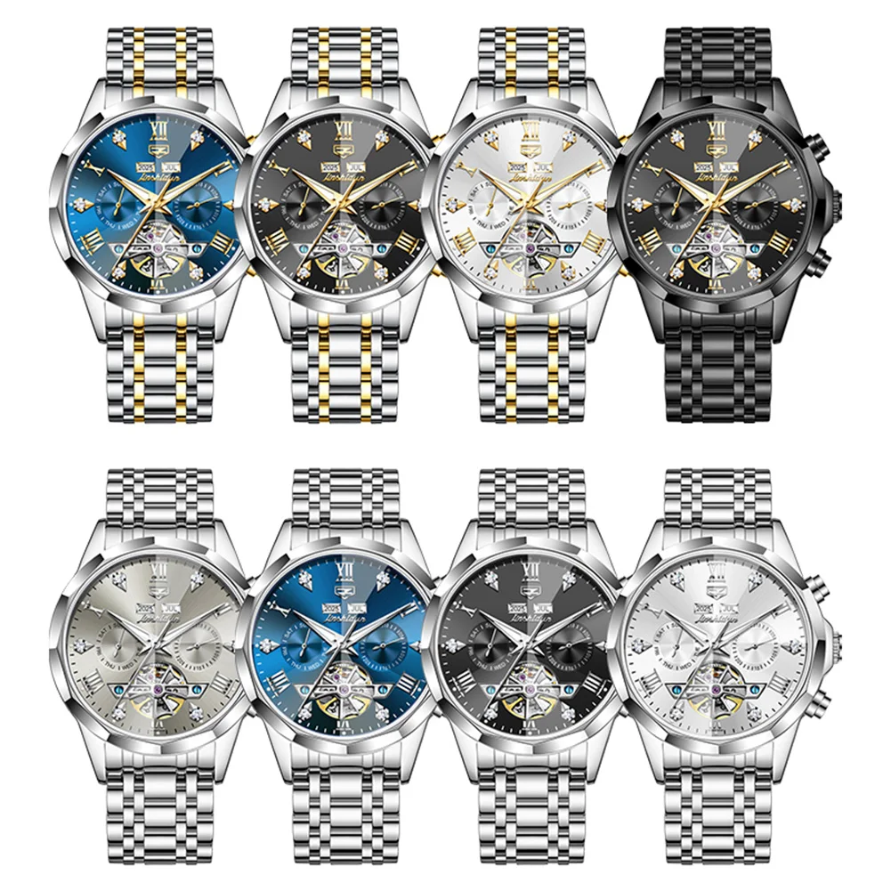 JSDUN New High Quality Luxury Skeleton Multifunction Automatic Mechanical Men Watch Best Selling Fashion Trend Watches for Men