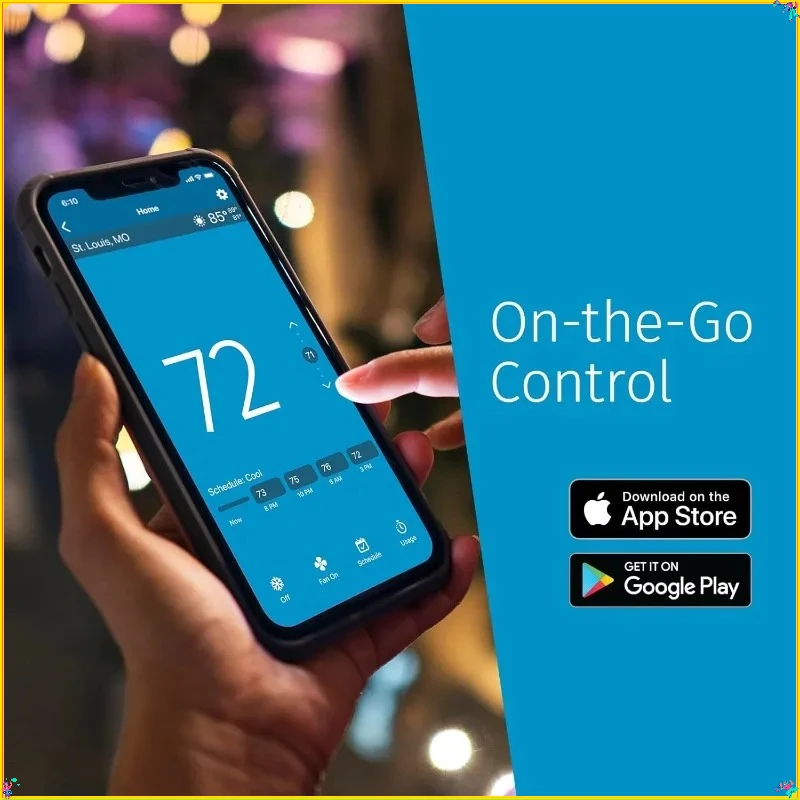 Smart Thermostat, 100 Yrs Expertise, Wi-Fi Programmable Touchscreen, Energy Saving & Easy DIY Installation