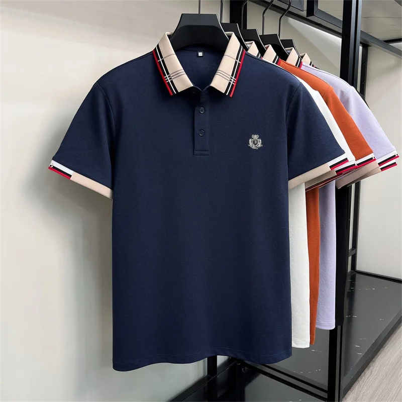 Neues Sommer-Herren-Poloshirt mit Kurzen Ärmeln, Kragen und Knöpfen, Luxuriöse Buchstaben-Stickerei, Lässiger Vielseitiger Jugendlicher Preppy-Stil Herrenbekleidung – Detail 20