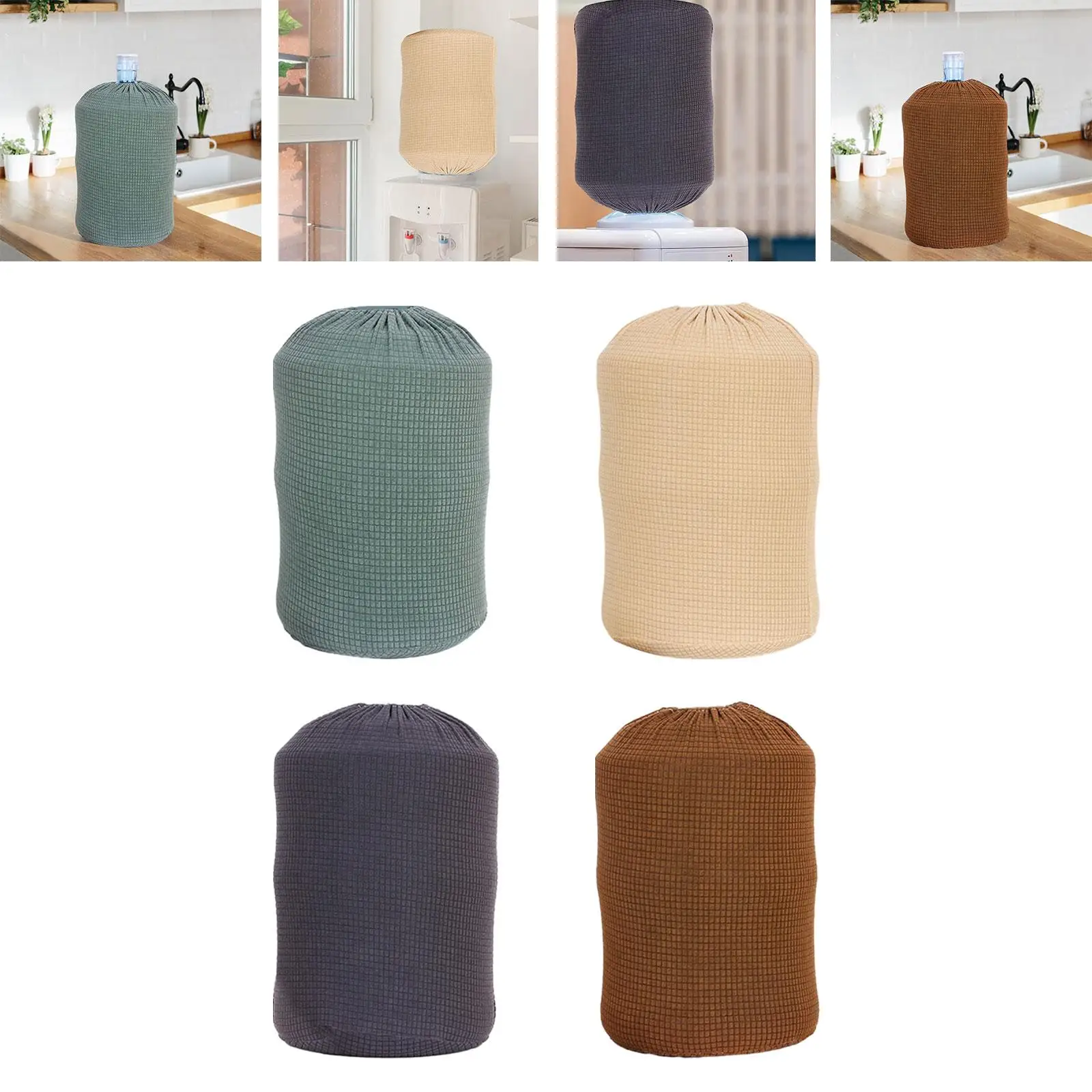 Fabric Water Dispenser Dust Cover Elastic Barrel Protector 5 Gallons Washable for Office Home Bucket Decoration