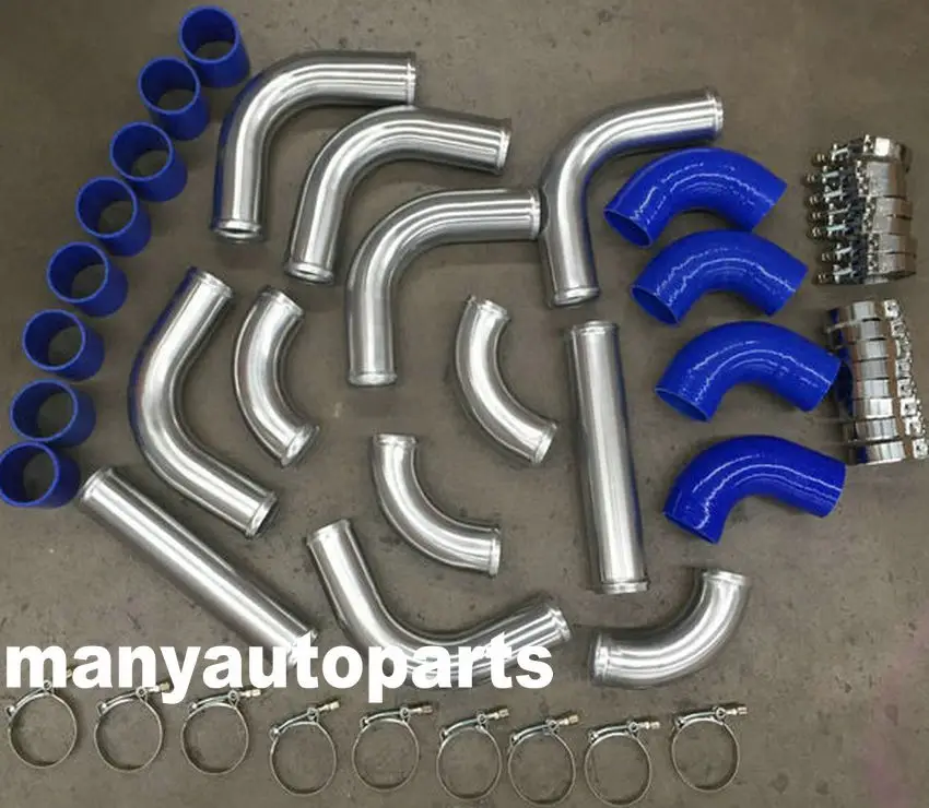 

2-дюймовый алюминиевый универсальный интеркулер диаметром 51 мм, турбопровод + шланг + комплекты Т-образного зажима СИНИЙ