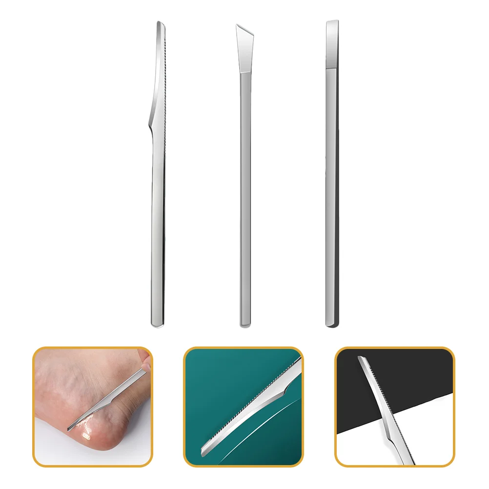 3 Pcs Stainless Steel Pedicure Tools Set Multi Functional Foot Care Kit Ingrown Nail Removal Blade Cuticle Remover Dead Skin