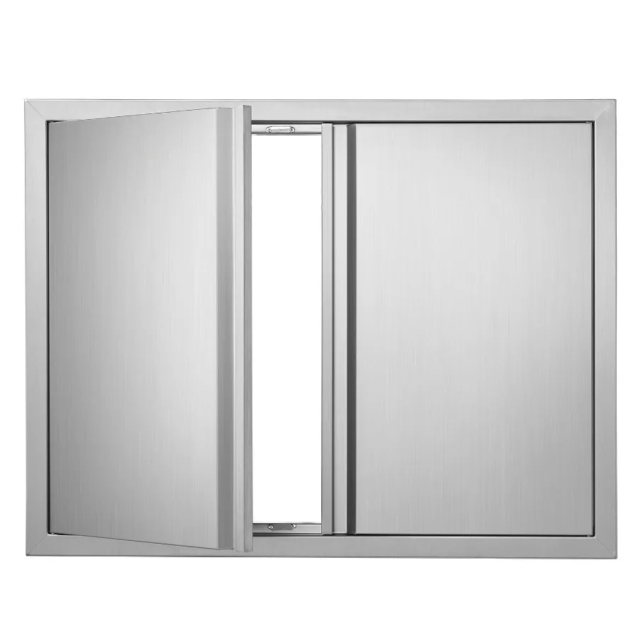 BBQ Access Door, 31W x 24H Inch Double Outdoor Kitchen Door, Stainless Steel Flush Mount Door, Wall Vertical Door with Recessed