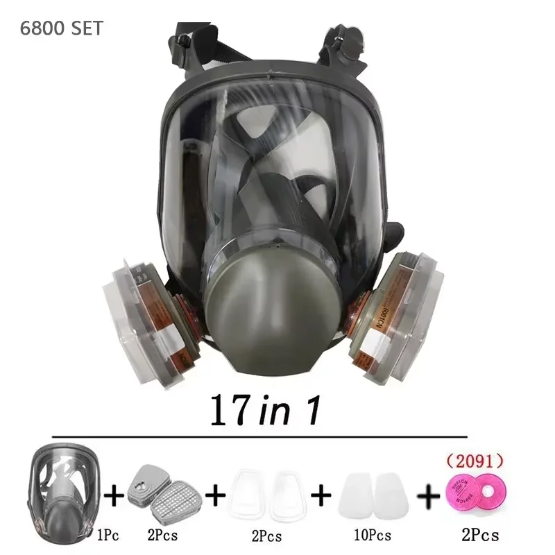 6800 Fog-proof Respirator Industrial Paint Spray Vaccination Safety Work Full Face Gas Mask Filter Sets Formaldehyde Protection