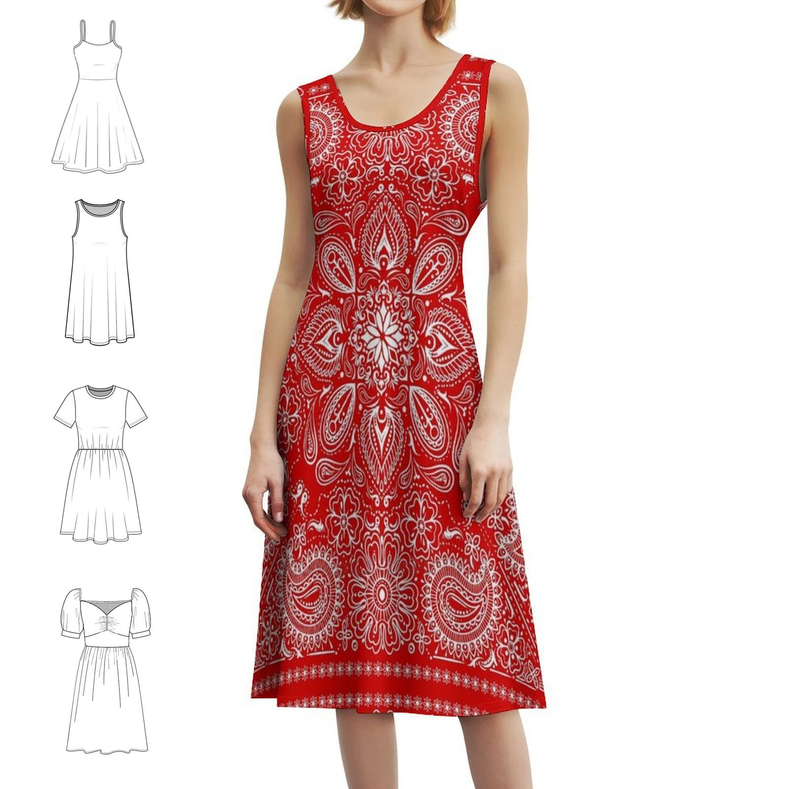 

Classic Bandana Style ( Red Version ) Sweetheart Neckline Dress Elegant Summer Party Dress For Women Bandana Black Bandana