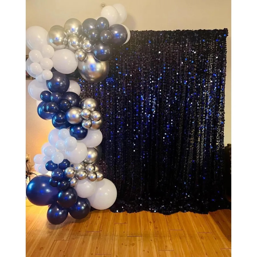 153Pcs Navy Blue and Silver Balloons Garland Arch Kit with Sta 22 18 12 10 5 inch Different Size Royal Blue White Silver Latex