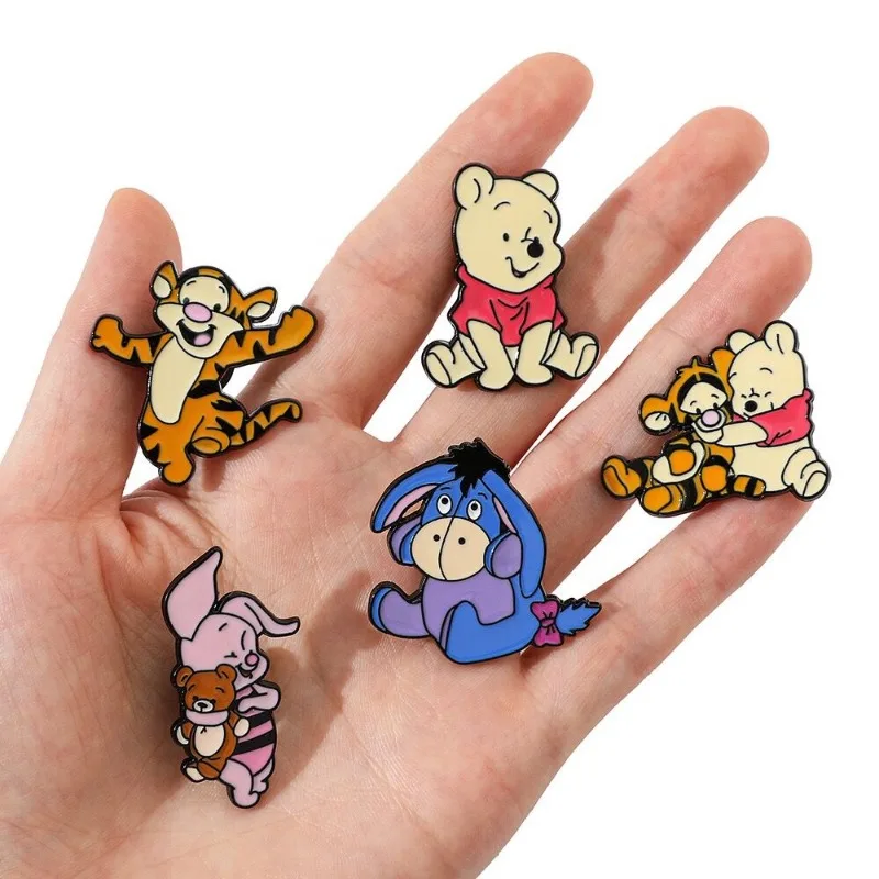 Disney Winnie The Pooh Cartoon Animation Character Metal Brooch Kawaii Children's Award Medal Bag Clothing Accessories