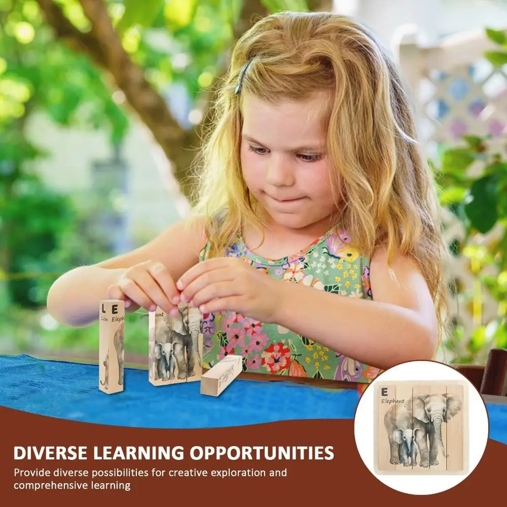 Puzzles d'animaux en bois correspondant Montessori thème Animal bloc Puzzle éducatif 4 en 1 Puzzle rotatif en bois préscolaire