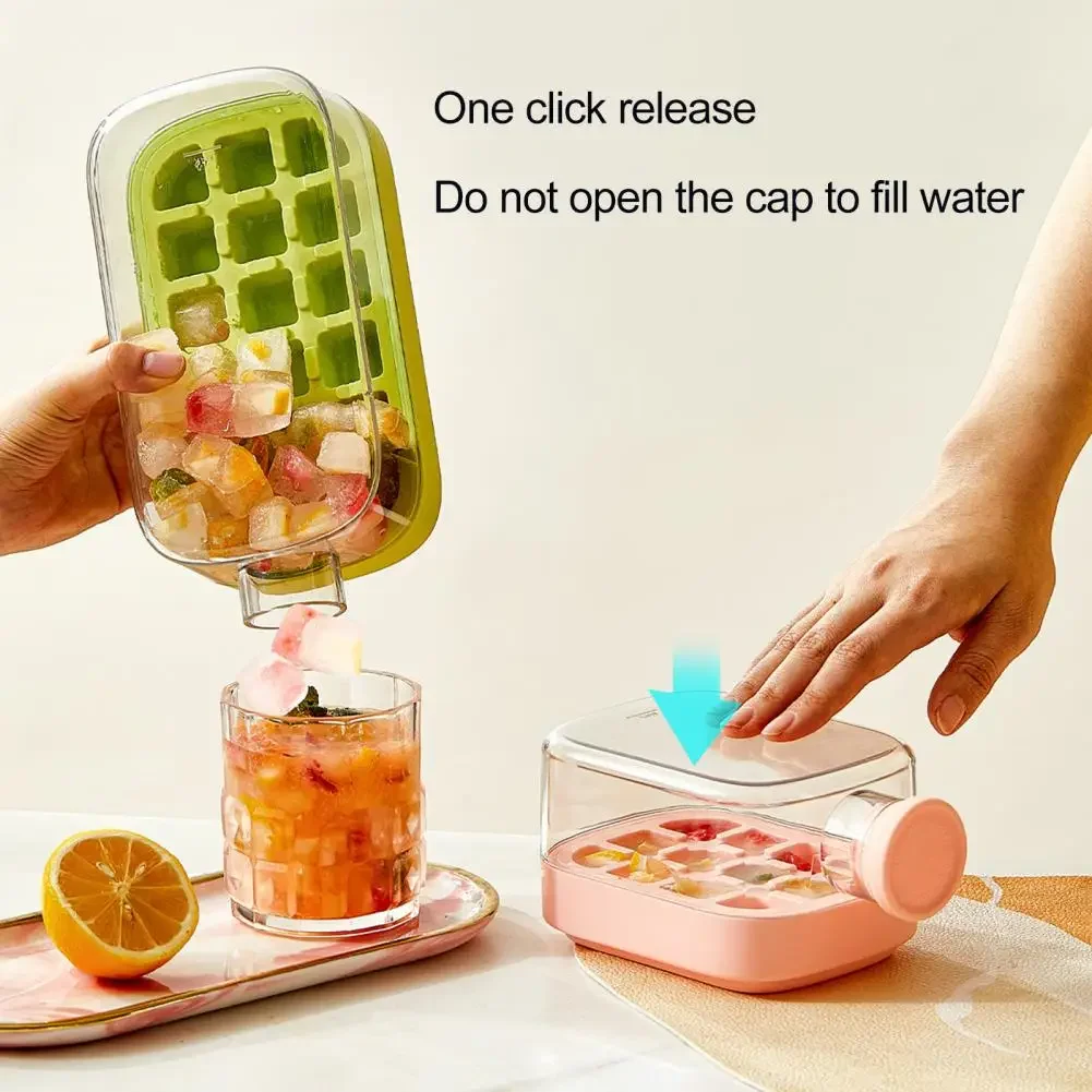 

D5 Vertical Ice Cube Tray with Lid Quick Freeze No-Touch Release Easy Press Ice Cube Maker Mold for Whiskey Cocktails Reusable