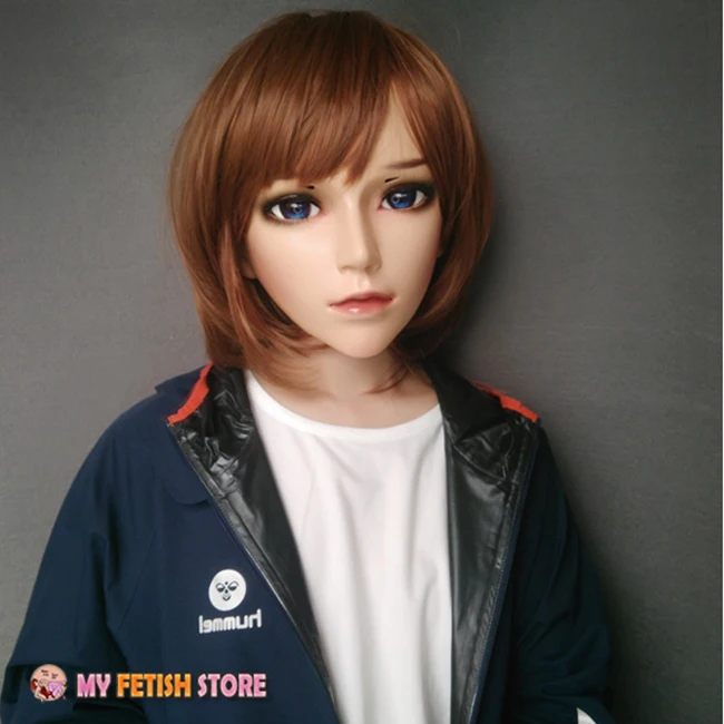 (Chen-03) Junge/Männlich/Mann Harz Halbkopf Kigurumi Crossdress Cosplay Japanische Anime Rolle Maske Mit Augen Und Perücke