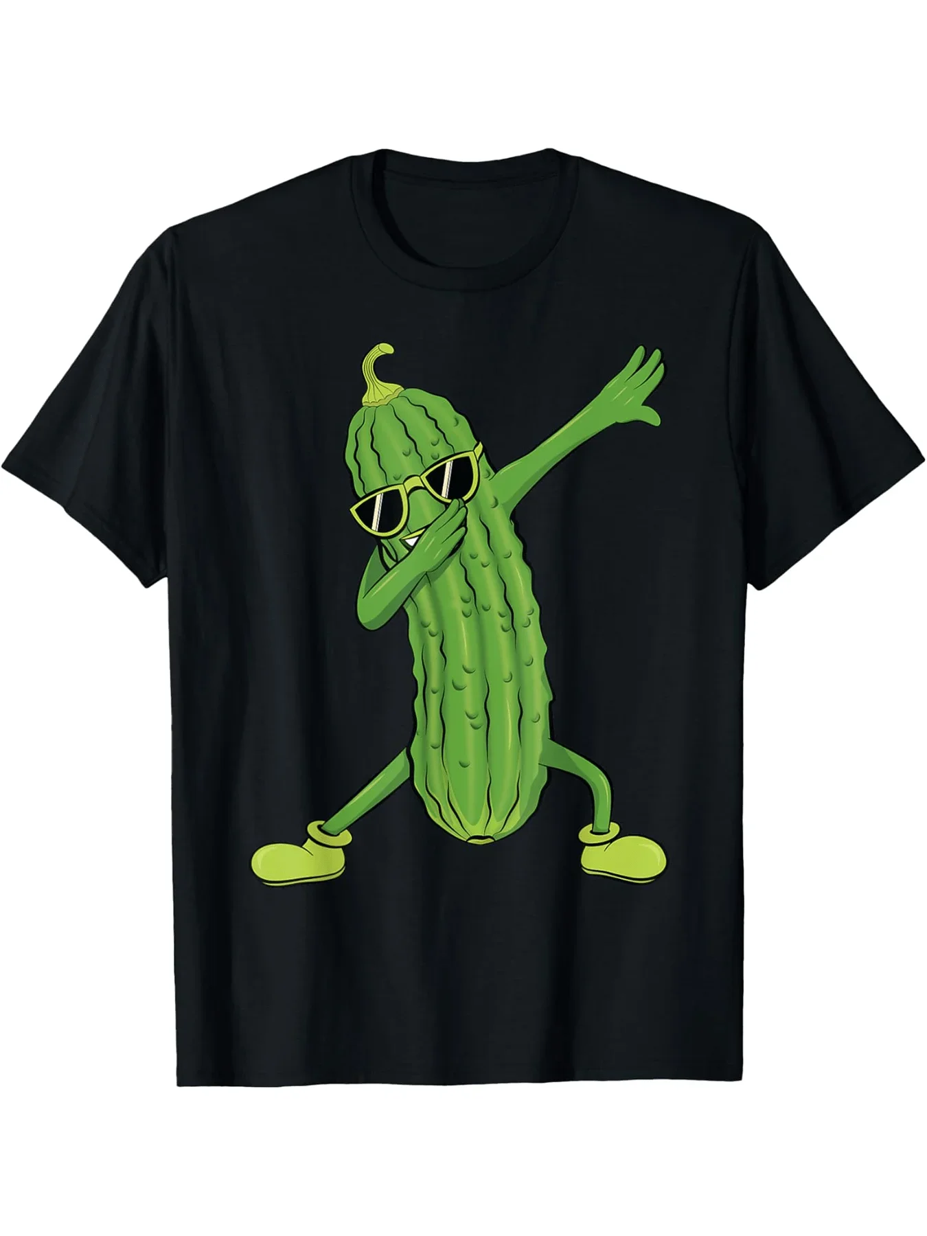 

2025 Men's casual funny and cool cucumber pattern printed 100% pure cotton short-sleeved T-shirt top