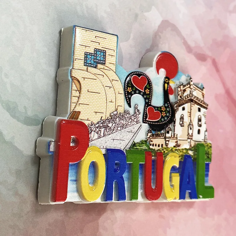 Lisbon, Portugal tourist souvenirs Belem Tower collection of arts and crafts gifts 3D three-dimensional refrigerator magnets