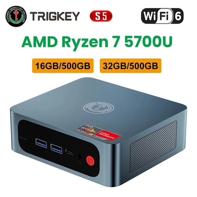 TRIGKEY S5 Mini PC AMD Ryzen 5 5560U Desktop 6C12T 16G DDR4 500G NVME SSD  R7 5700U Mini Computer HD Triple Display WiFi6 BT5.2