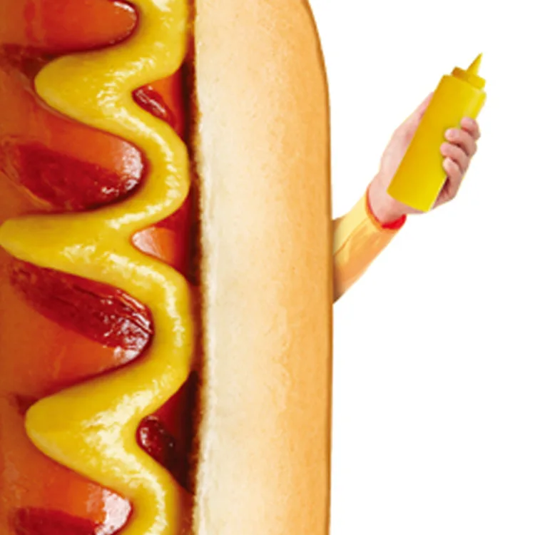 Kostium Hot Dog na Halloween dla dorosłych, zabawny strój fast food na występy sceniczne, imprezy i rozrywkę, tradycyjny strój etniczny.