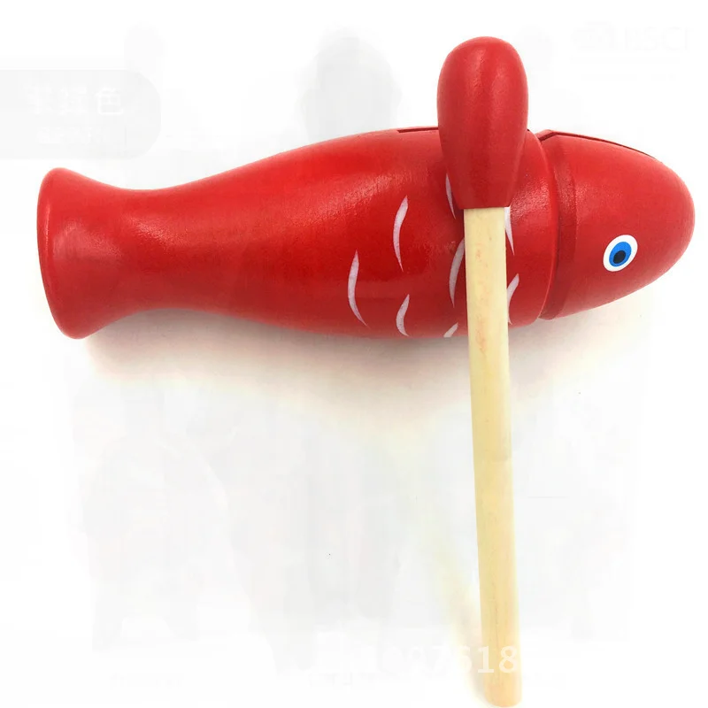 

Деревянный ударный инструмент в форме рыбы из красного дерева, детская игрушка, развивающие музыкальные поделки в форме рыбы для детей