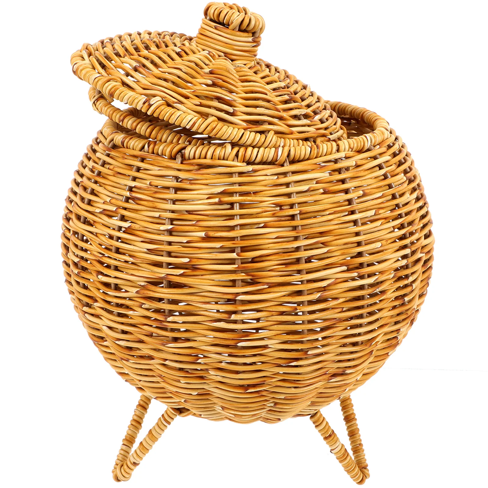 

Bamboo Storage Basket With Lid Multifunctional Woven Fruit Egg Holder For Kitchen Home Organizer Household Basket