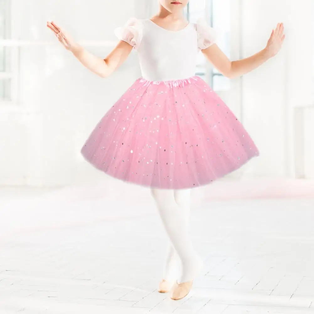 Layered Tulle Dress Sparkling Star Sequins Tulle Skirt for Kids Adults Stretchy Ballet Underskirt for Carnival Party Costume