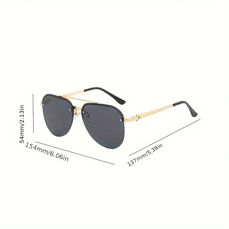 Kacamata Retro Double Bridge Half Frame Metal - Kacamata Unisex Outdoor UV400