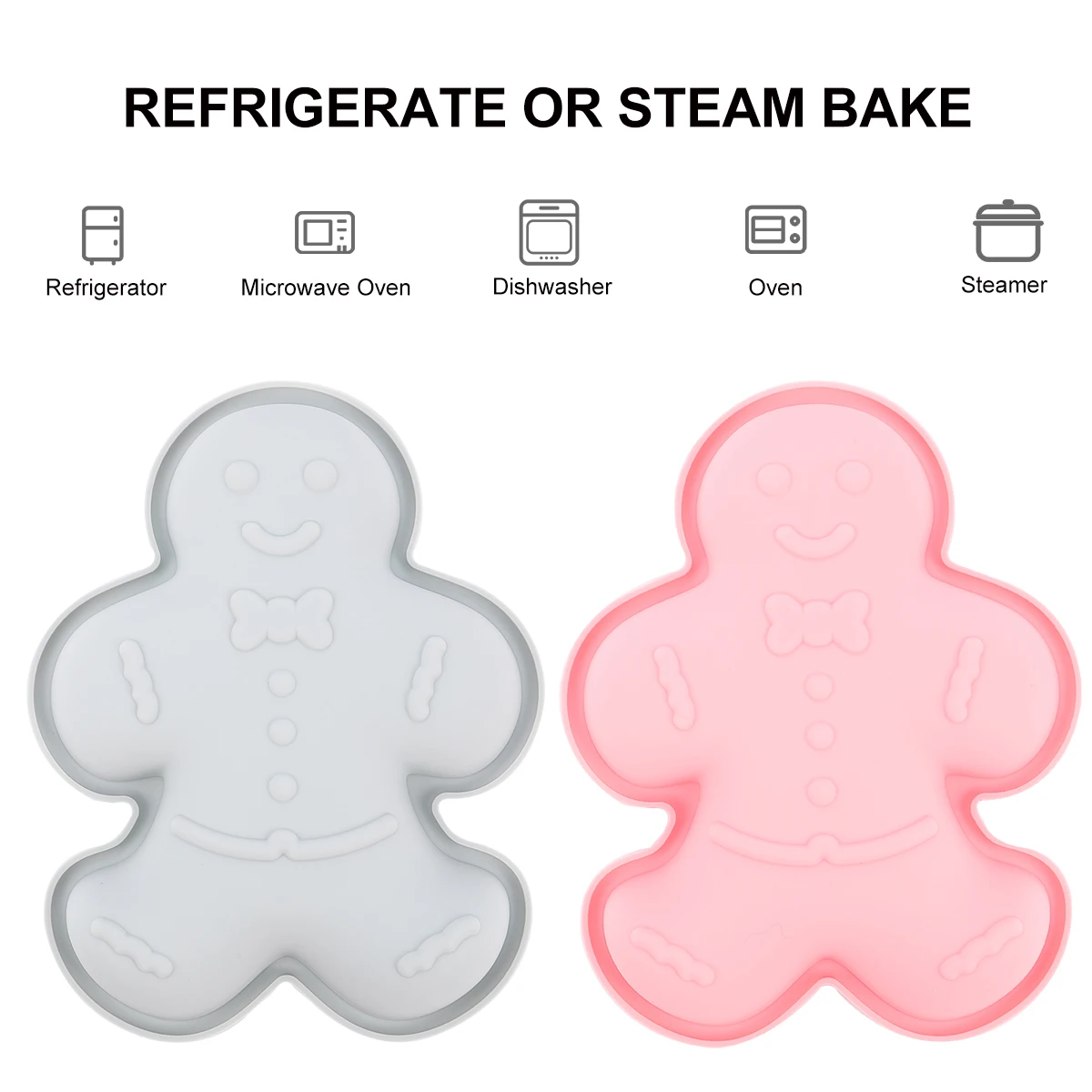

2Pcs Silicone Gingerbread Man Mold DIY Baking Molds for Cookies Cakes Chocolates Easy Clean Silicone Mold Baking Molds