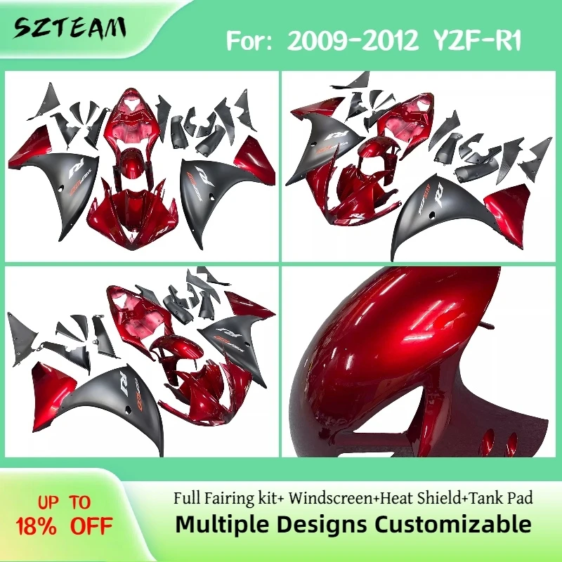 

Полный комплект обтекателей для YAMAHA YZF R1 2009-2012, аксессуары, послепродажный набор обшивки кузова мотоцикла, обтекатели YZF-R1 09-12