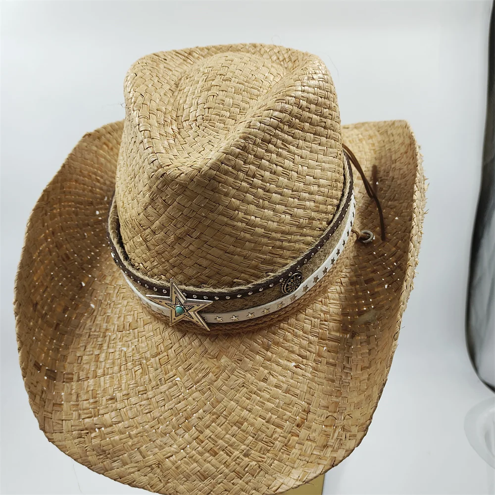 Lafite Cowboy Straw Hat European and American Cowboy Hat for Women Hat Outdoor Vacation Leisure Sun Hat for Man Cowboy Hat