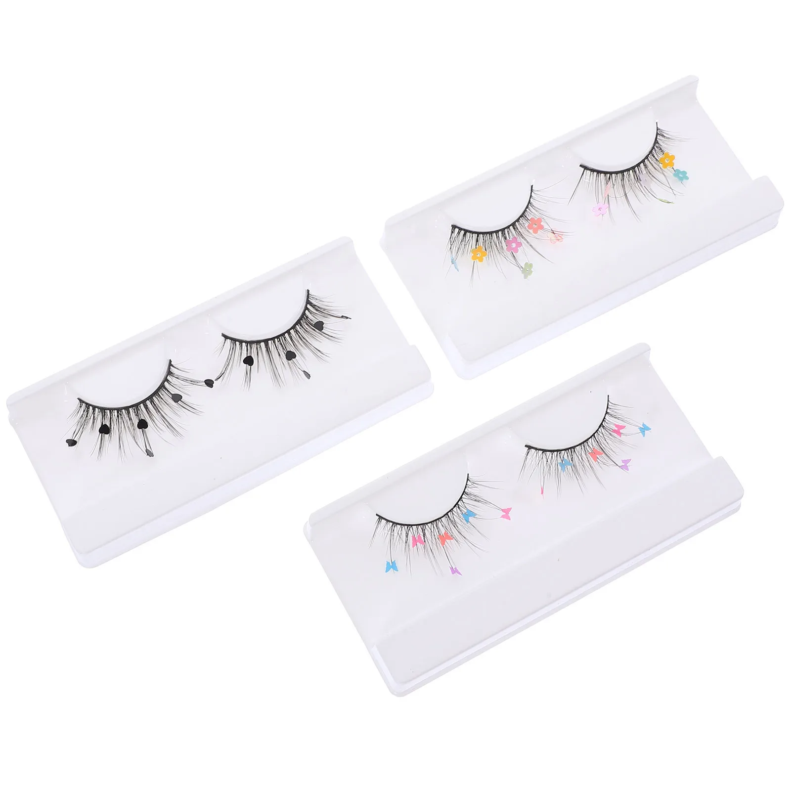 

3Pairs Lash Clusters with Color DIY False Eyelash Extensions Delicate Natural Looking Strip Lashes for Cosplay Wedding Event