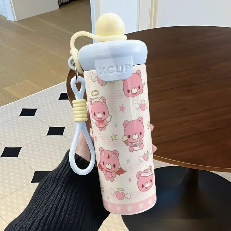Gloomy Bear Schwimmender Ball Thermosflasche mit hohem Farbwert, Animations-Cartoon-Druck, große Kapazität, tragbarer Edelstahl-Kaffeebecher – Detail 13