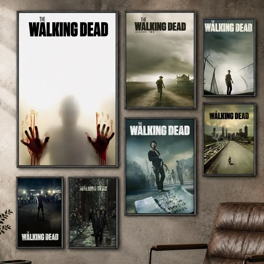 TV The Walking Dead Rick Grimes Zombie Poster  PP Self Adhesive Home Garage Dorm Bar Wall Decor Aesthetic Retro Gift