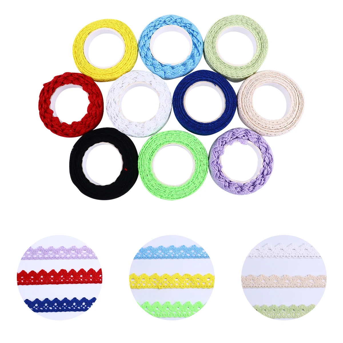 

10pcs 1.8 M Cotton Fabric Lace Tape Hollow Masking Decorative Sticky Craft Adhesive Trim For Gift Wrapping Scrapbooking