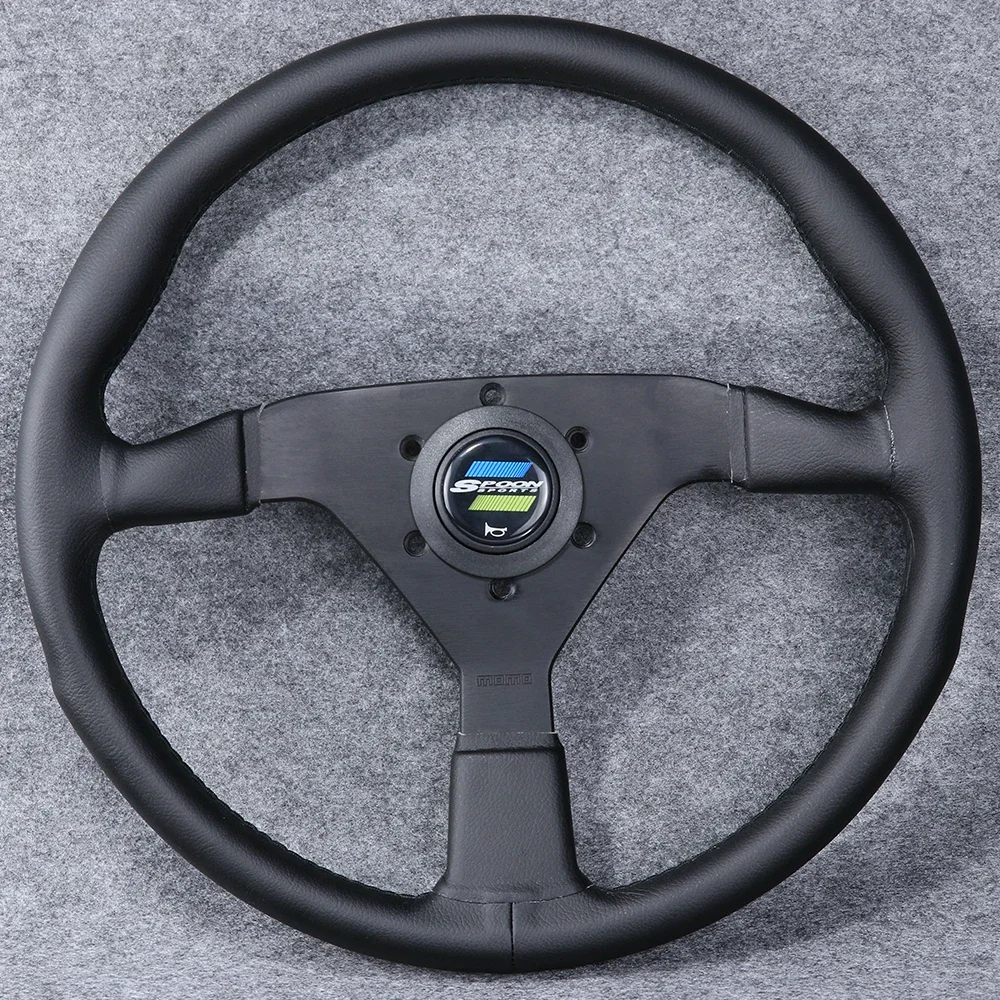 

For Spoon Sports Italy 14inch/350mm Black Genuine Leather Drift Sport Steering Wheel