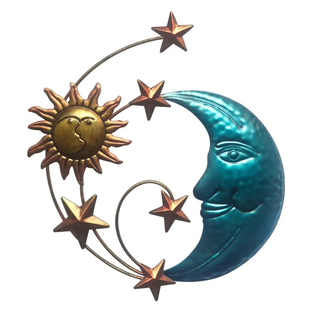 Modern Wall Hanging Sun Moon Star Decor Iron Minimalist Ornament Sculpture Creative for Backyard Gifts for Excellent Durability