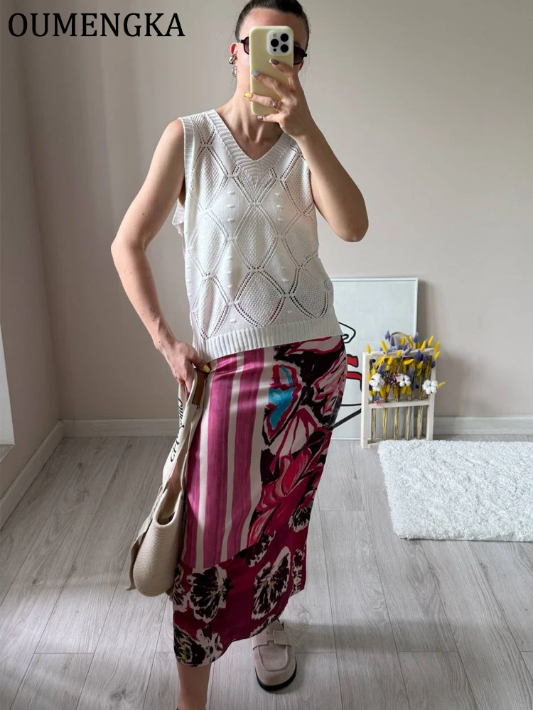 

OUMENG Women's Summer Sweater Vest Fresh Color V Neck Casual Loose Fit Knit Tank Sleeveless Top Daily Easy Wear