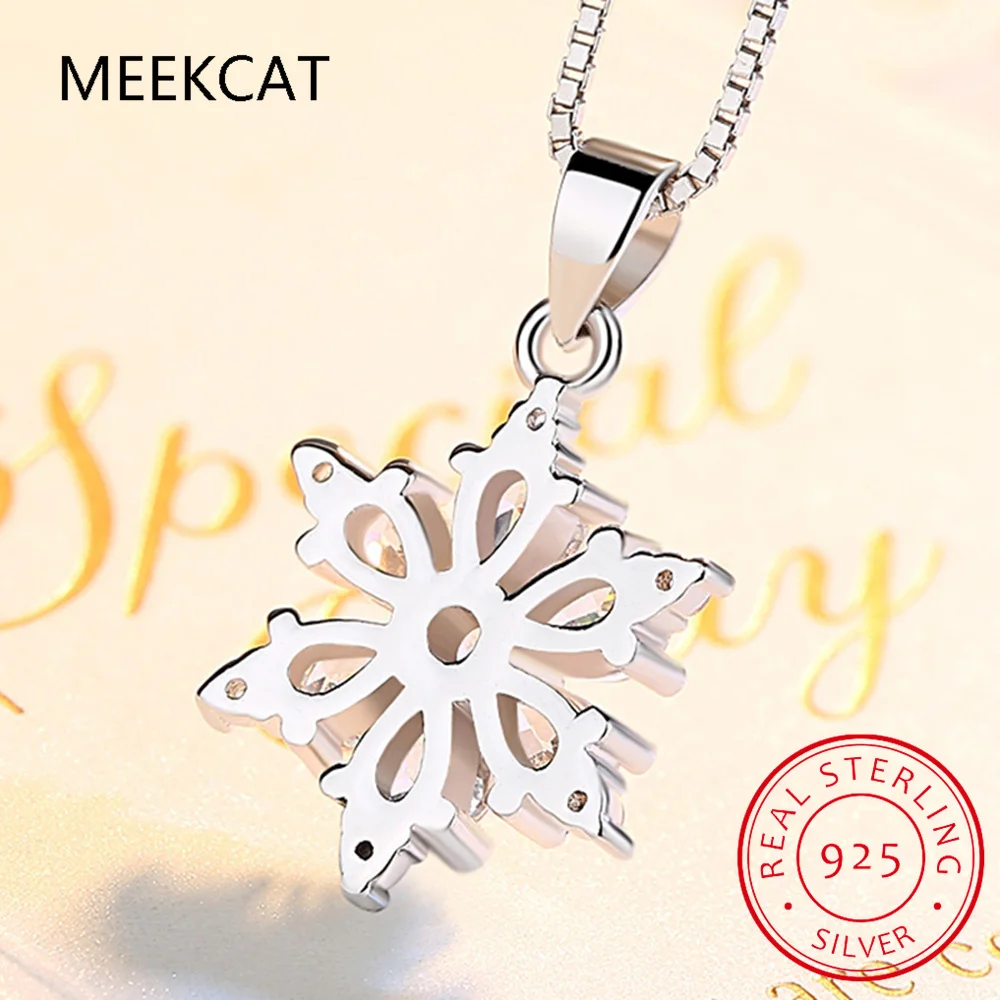 Real Moissanite Snowflake Pendant Necklace D Color VVS1 Lab Diamonds 925 Sterling Silver for Women Wedding Fine Jewelry view 5