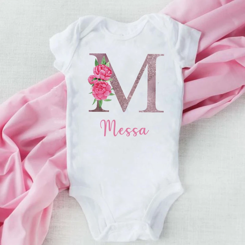 Mono personalizado con nombre de bebé, pelele con nombre de bebé para niña, regalo de Baby Shower para niña, traje bonito, ropa con inicial para niña