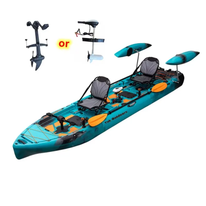 

Pedal Electric 14ft Kayak 550lb Capacity Modular 3-piece Surf Kayak, 4m Fishing Kayak for 2 People