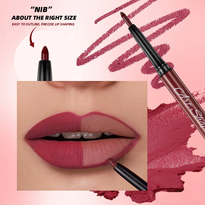 12-delig pak lipliner, duurzaam, vlekvrij, vlekvrij, niet vervagend, waterdicht en zweetbestendig, geschikt voor beginners