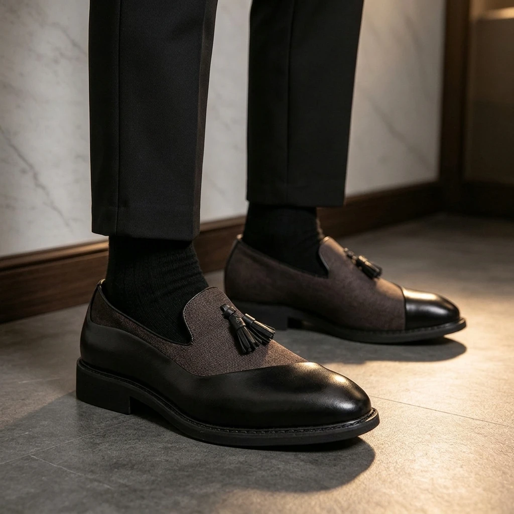 Large Size 38-48 Men Casual Loafers Black Blue Color Casual Comfortable Business Office Pointed-toe Casual Leather Shoes Men