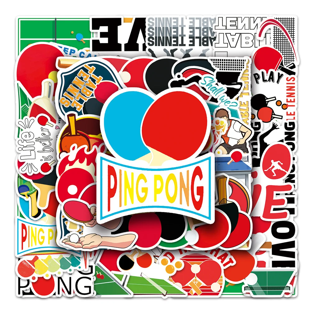 50PCS Table Tennis Cartoon Graffiti Waterproof Stickers Personalized Creative Decoration Trend Refrigerator Cup