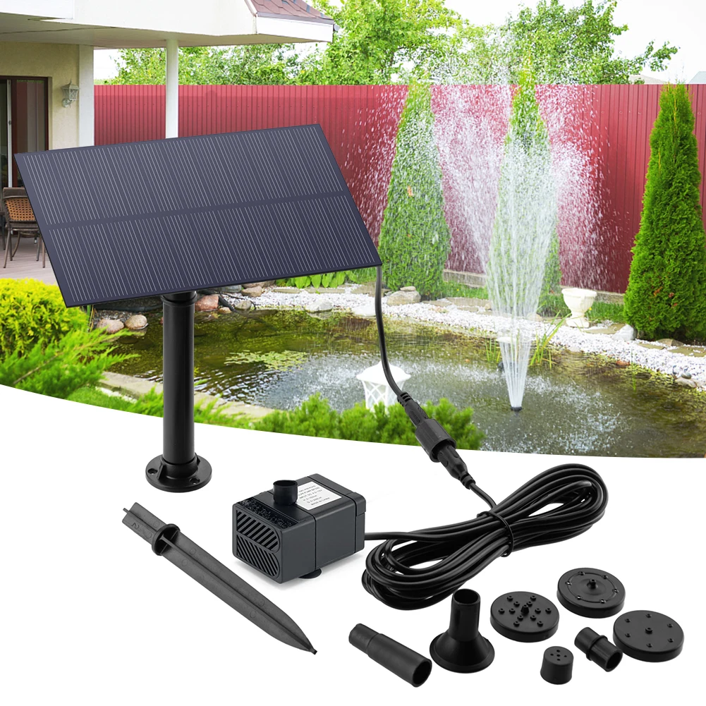 

5W 5V Fountain Panel Pump Garden Decoration with Stake Solar Panel Pump Watering System Energy Saving 180L/h Kits for Fish Tank