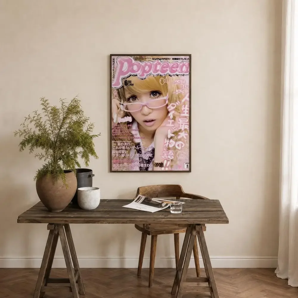 Pattern Magazine Cool Gyaru egg Poster Self‑Adhesive Waterproof PP Poster Coffee House Bar Wall Art Sticker Room Home Decor