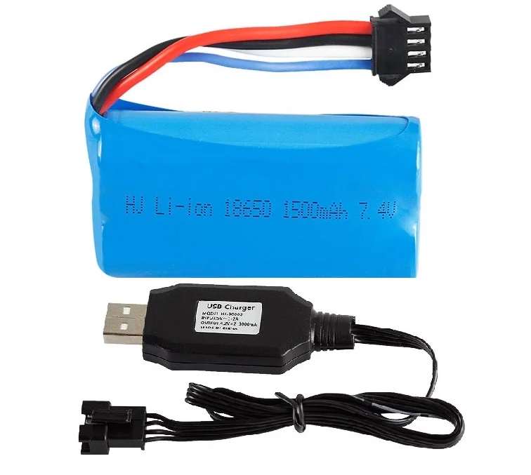 2S 7.4V 1500mAh akumulator litowo-jonowy SM-4P wtyczka/ładowarka USB 7.4v SM-4P wtyczka do UDI002 UDI902 961 962 2.4G R/C łódź bateria do zabawek R/C