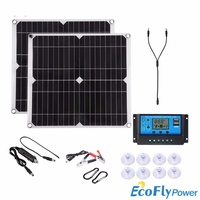 Real 25w 50w Solar Panel Kit complete12V USB With 10-30A Controller solarCells for Car Rv Boat Moblie PhoneBattery charger