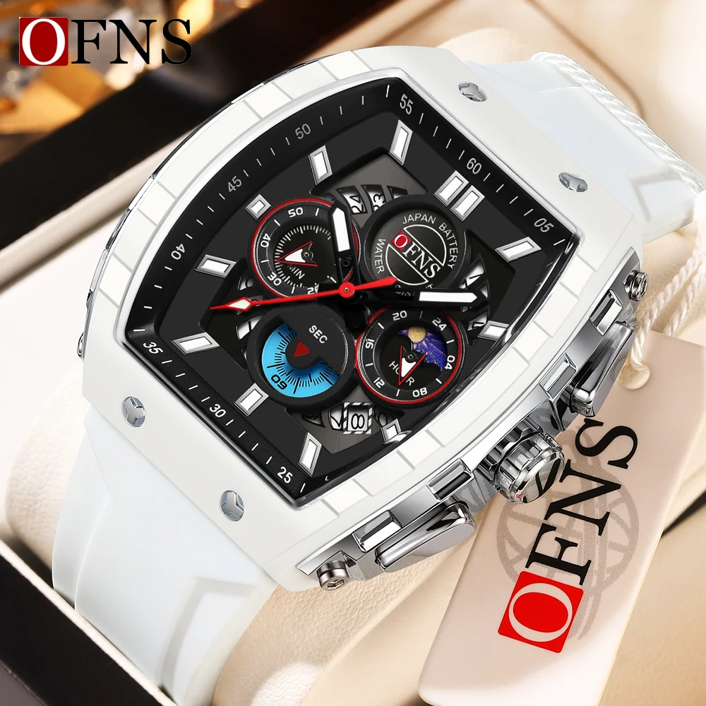 

OFNS спортивные кварцевые мужские повседневные наручные часы с хронографом модные деловые роскошные мужские часы с автоматической датой мужские часы