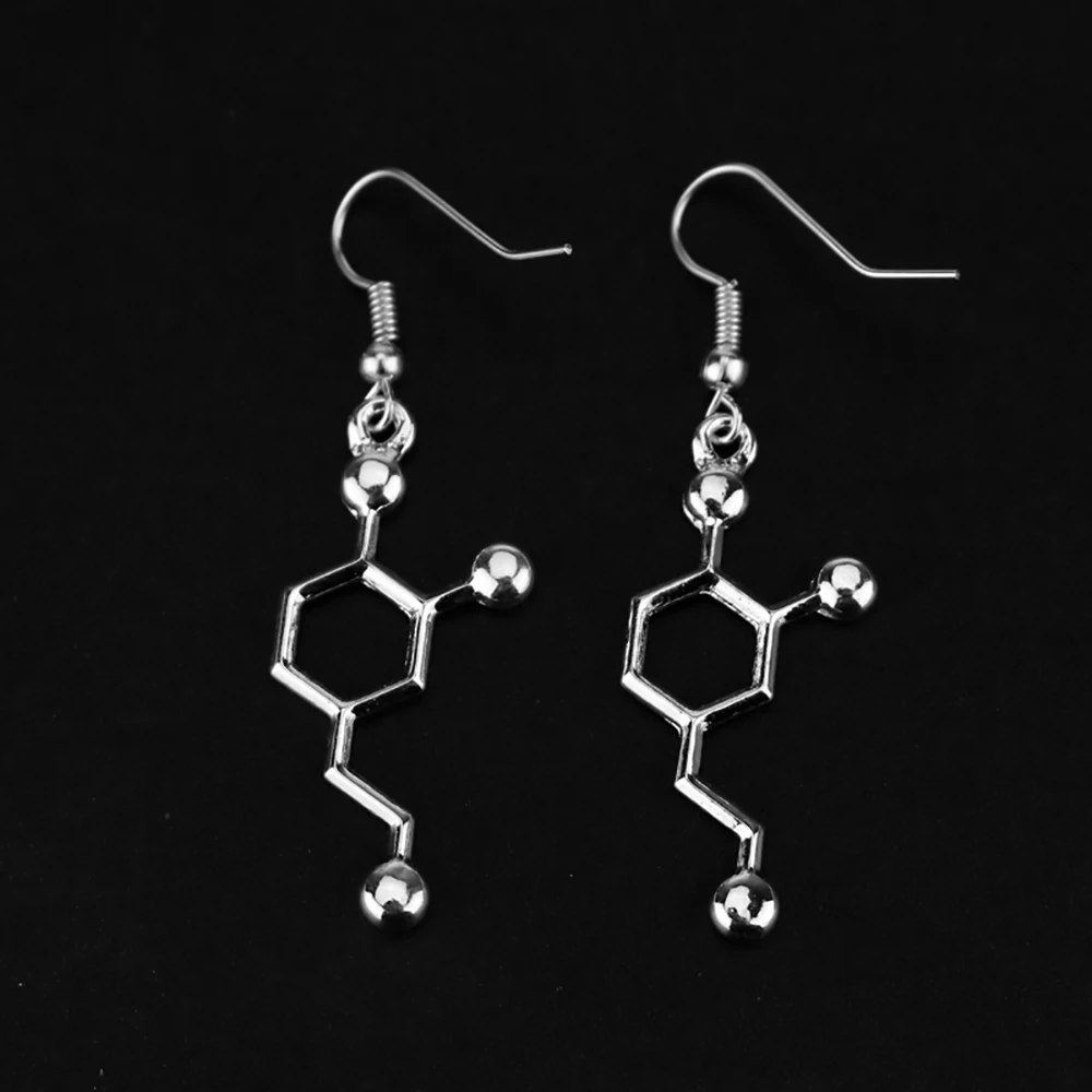 Fashion DNA Dopamine Molecule Earrings for Women Biology Chemical Serotonin Jewelry Hook Earrings Teacher Student Gifts