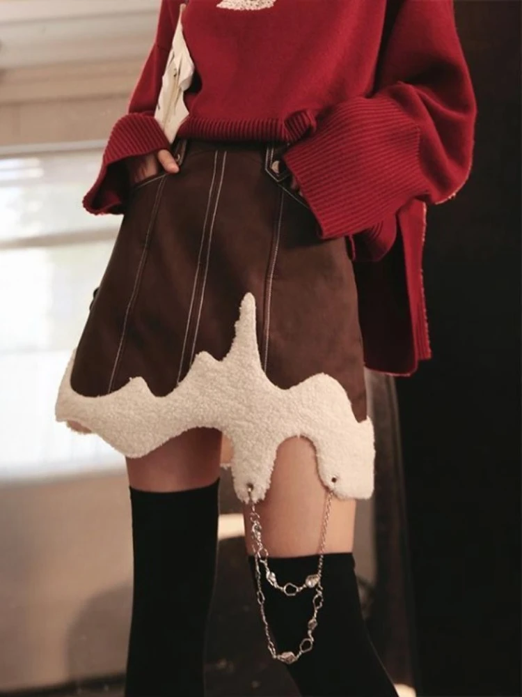 Autumn Winter Skirt Women 2026 Faldas Mujer De Moda A-line High Waist Tunic Jupe Chic Korean Saia Thicked Irregular Mini Skirts